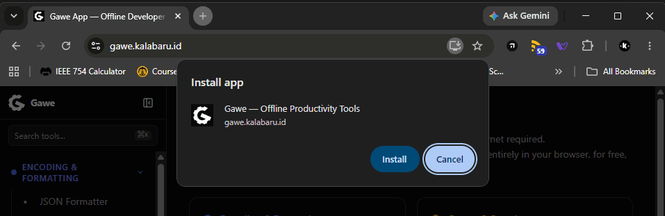 How to install Gawe as a PWA